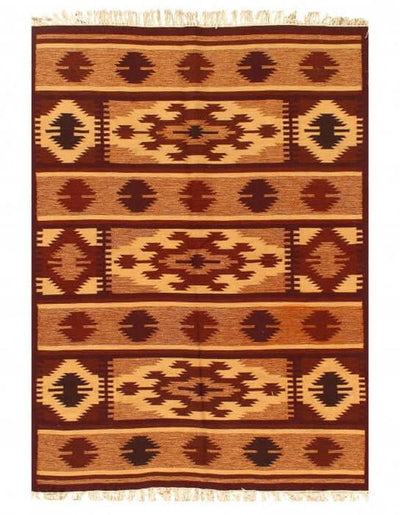 Canvello Brown Fine Hand Knotted NW Rug - 4'8'' X 6'5'' - Canvello