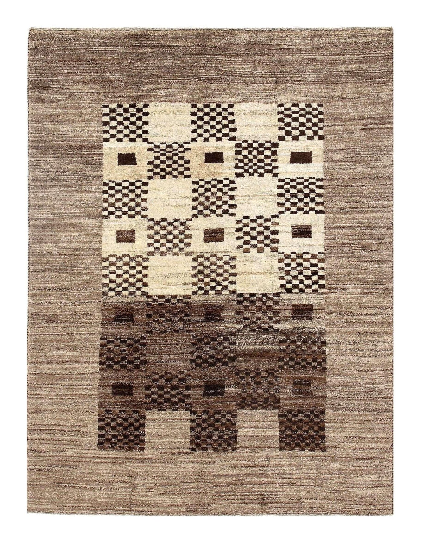 Canvello Brown Fine Hand Knotted Silkroad Gabbeh Rug - 5' X 6'6" - Canvello