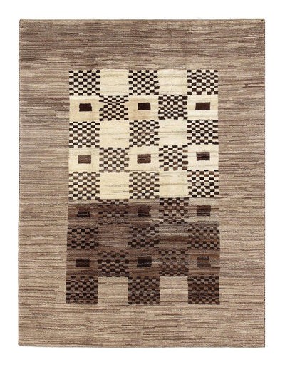 Canvello Brown Fine Hand Knotted Silkroad Gabbeh Rug - 5' X 6'6" - Canvello