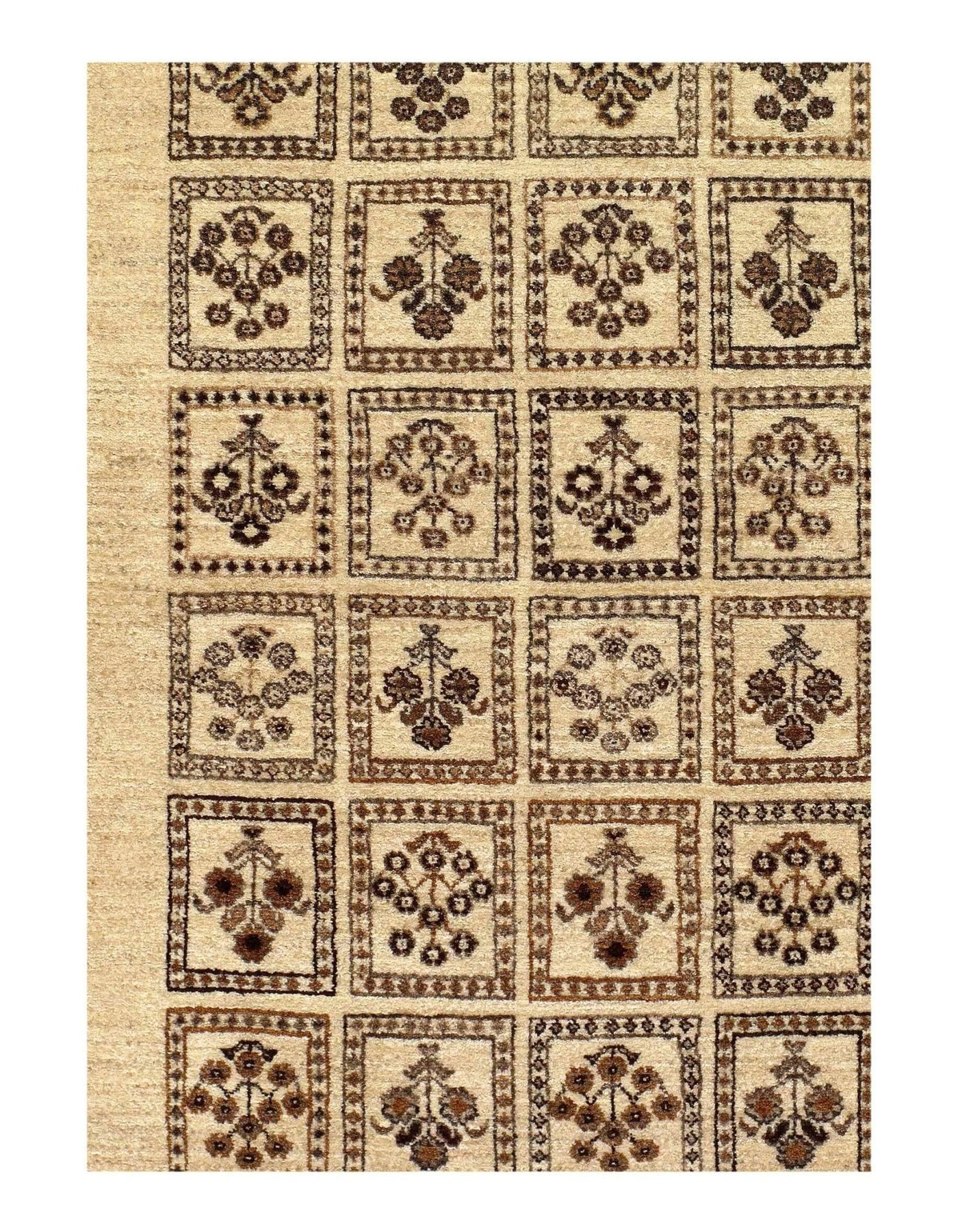 Canvello Brown Ivory Silkroad Gabbeh Runner - 3' X 7' - Canvello