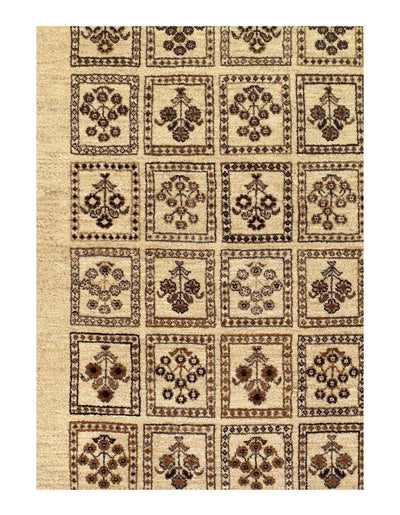 Canvello Brown Ivory Silkroad Gabbeh Runner - 3' X 7' - Canvello