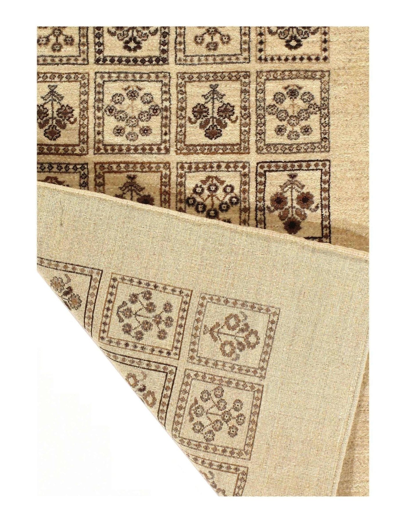 Canvello Brown Ivory Silkroad Gabbeh Runner - 3' X 7' - Canvello