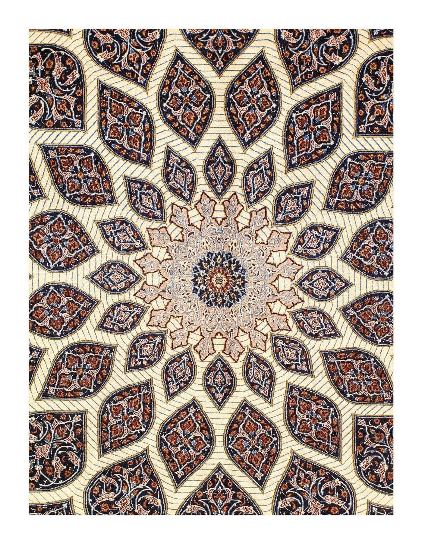 Canvello Brown Silkroad Isfahan wool & silk Rug - 9'11'' X 13'8'' - Canvello