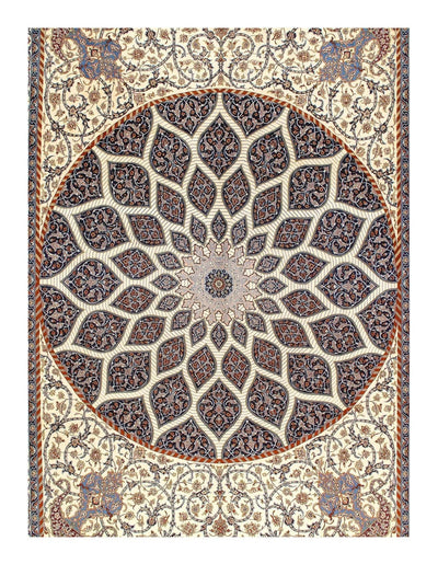 Canvello Brown Silkroad Isfahan wool & silk Rug - 9'11'' X 13'8'' - Canvello