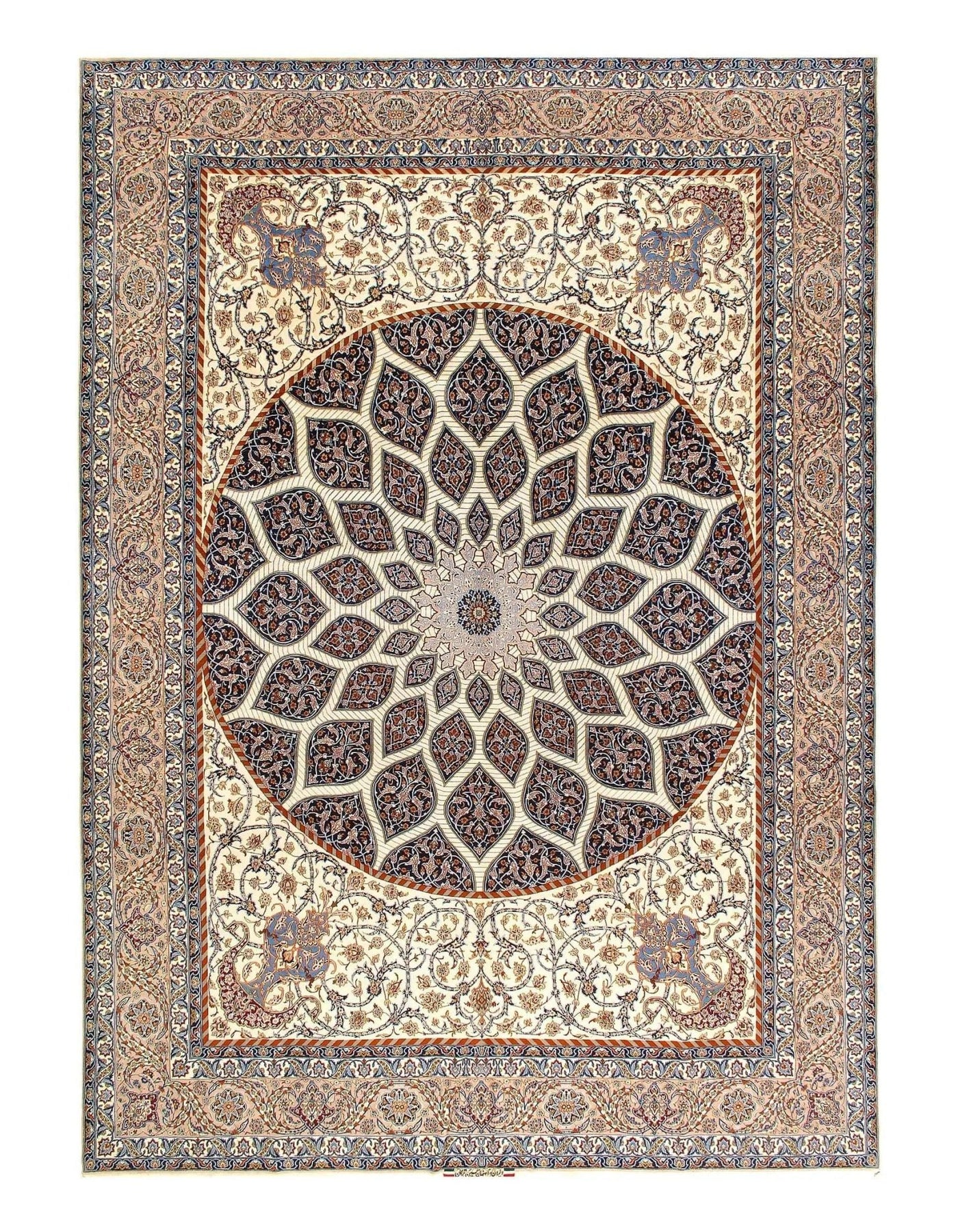 Canvello Brown Silkroad Isfahan wool & silk Rug - 9'11'' X 13'8'' - Canvello