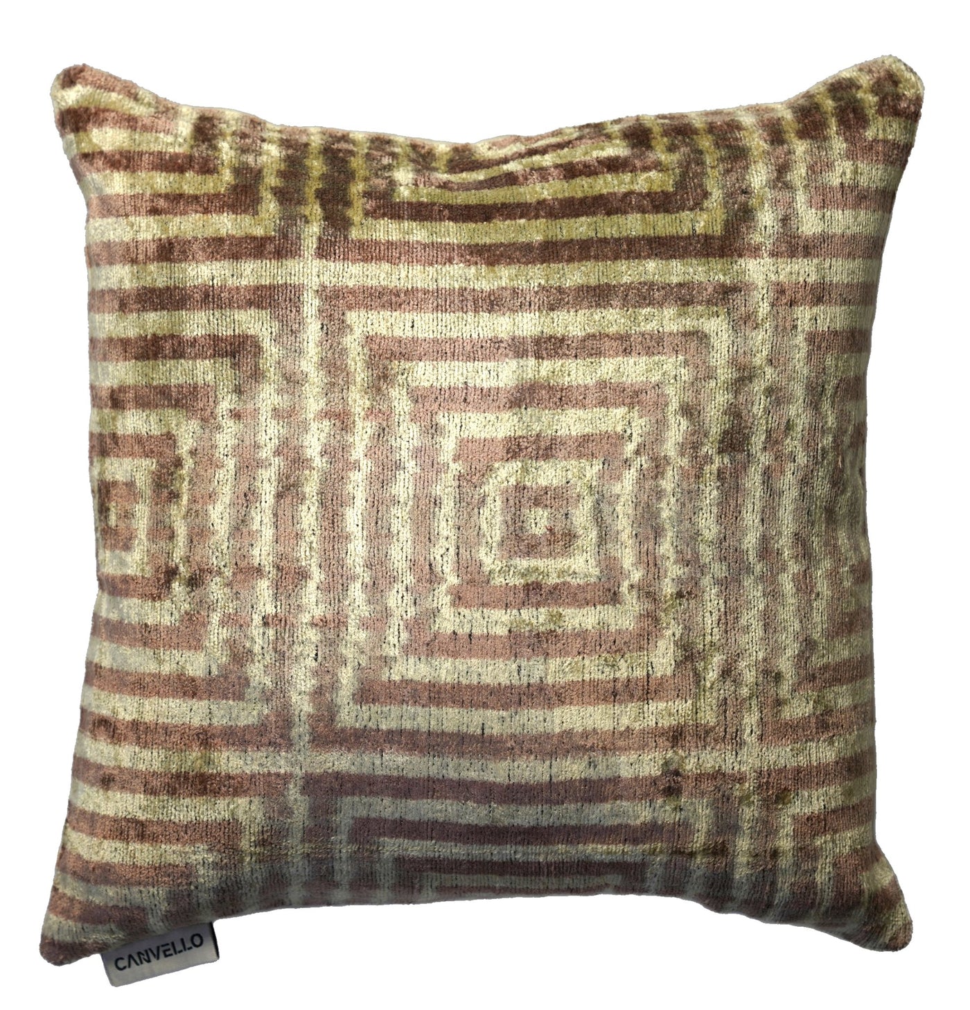 Canvello Brown Velvet Turkish Ikat Pillow - 16'' X 16'' - Canvello