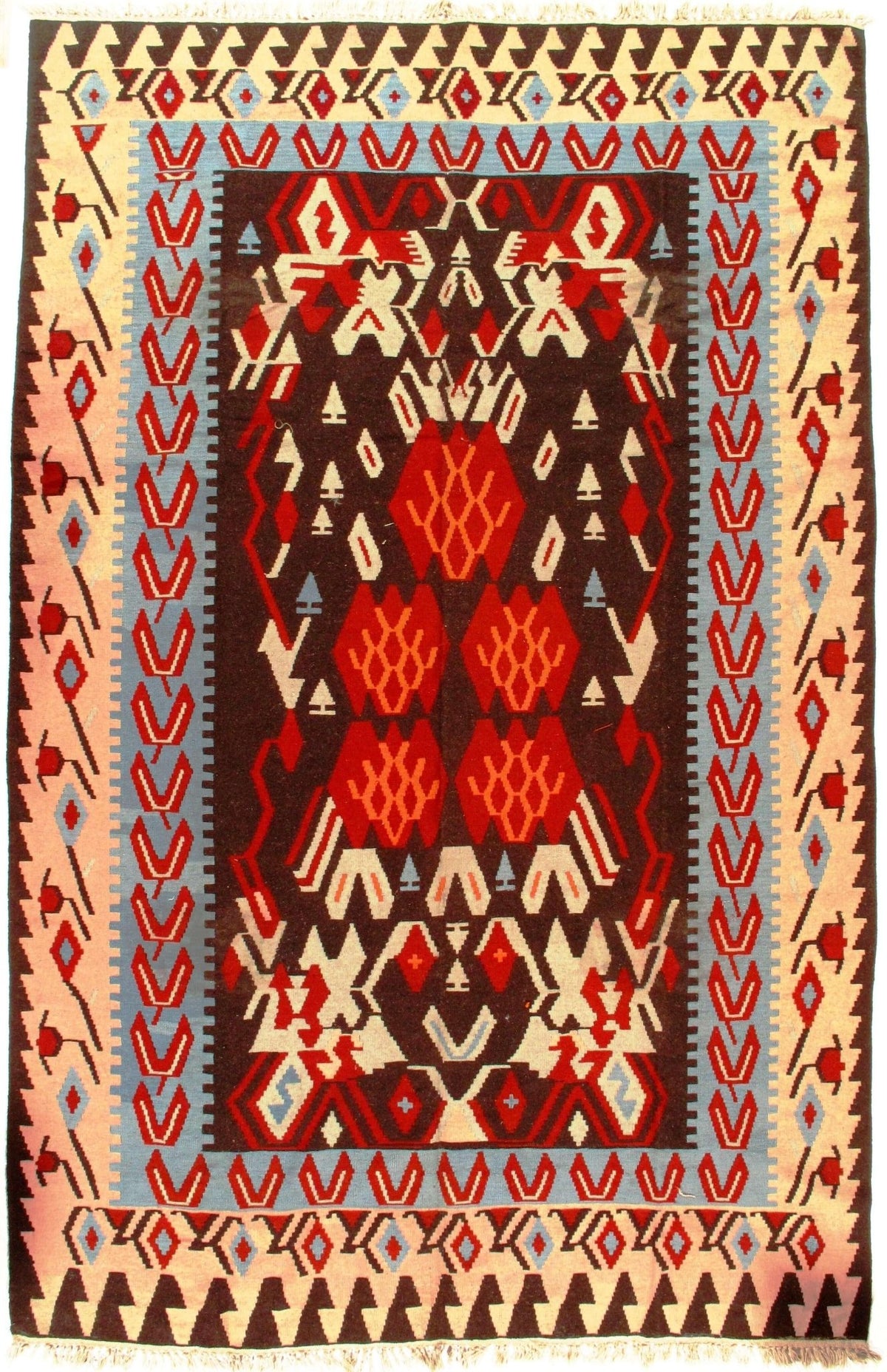 Canvello Brown Vintage Turkish Kilim Rug - 8' x 12'2"