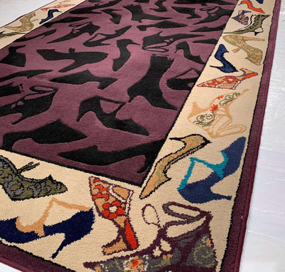 Canvello Burgunday Fine Machine Modern rug 5' x 8' - Canvello