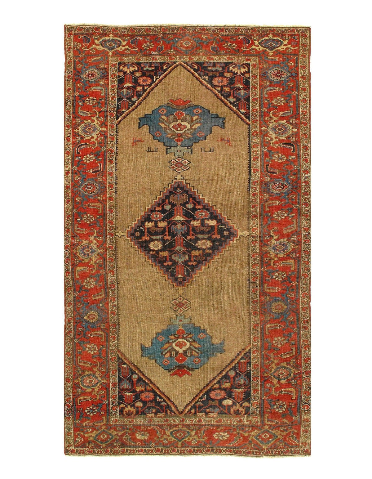 Canvello Camel Color Antique Silkroad Bidjar Rug - 4'2" X 7'6"