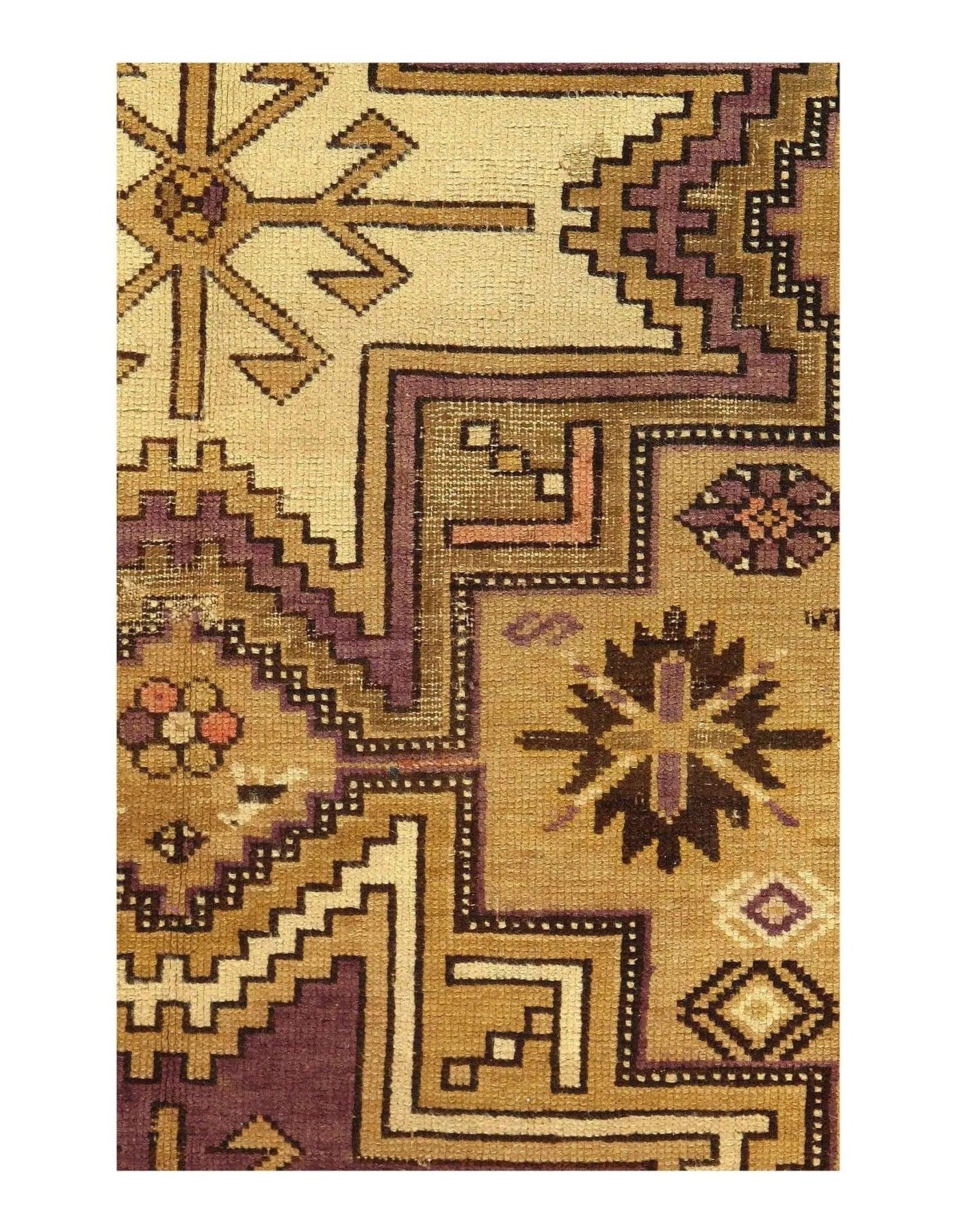 Canvello Camel Color Azarbaijan Antique Kazak Rug - 4'6'' X 6'9'' - Canvello