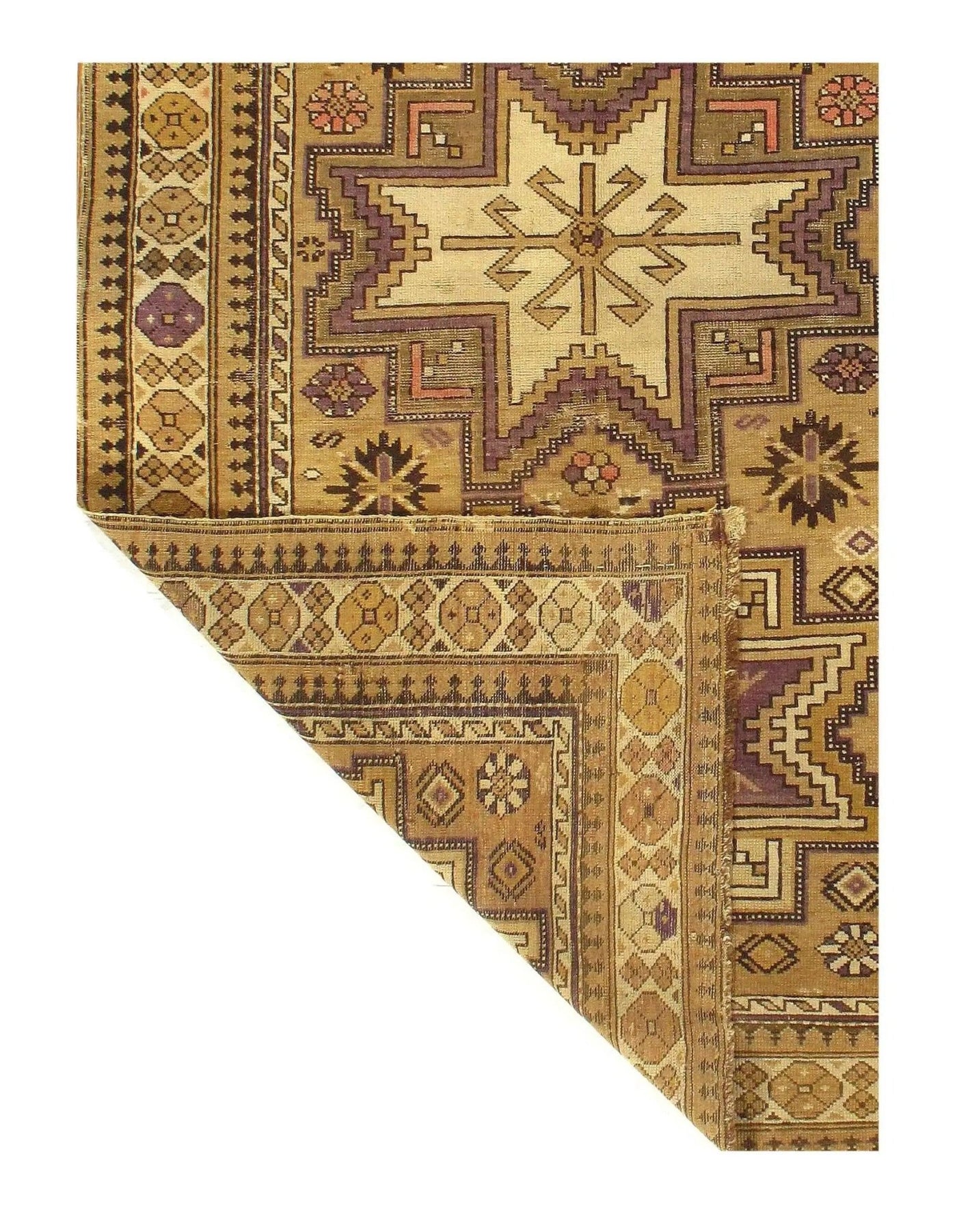 Canvello Camel Color Azarbaijan Antique Kazak Rug - 4'6'' X 6'9'' - Canvello