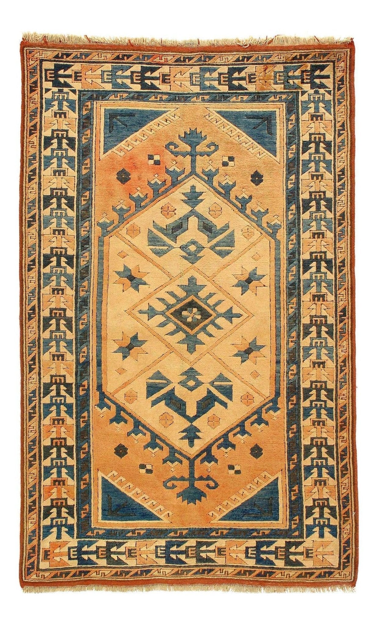 Vintage Turkish Kazak Design Rug 100% hand-spun lamb's Wool Handmade ...