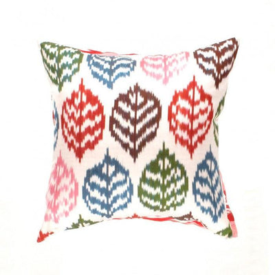 Canvello Canvello White Turkish Silk Ikat Pillow - 20"X 20" - Canvello