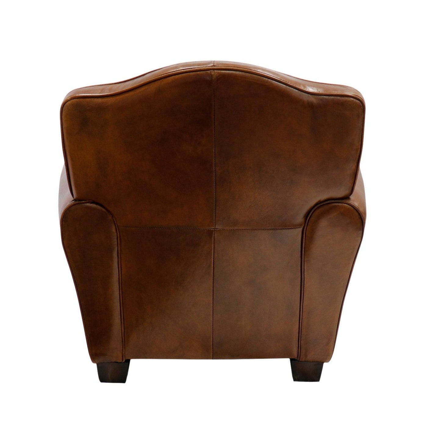 Canvello Canvello Wing Chair, Upholstered with Top Grain Genuine Leather, Brown - Canvello