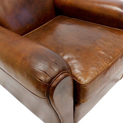 Canvello Canvello Wing Chair, Upholstered with Top Grain Genuine Leather, Brown - Canvello