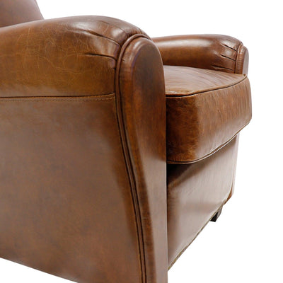 Canvello Canvello Wing Chair, Upholstered with Top Grain Genuine Leather, Brown - Canvello