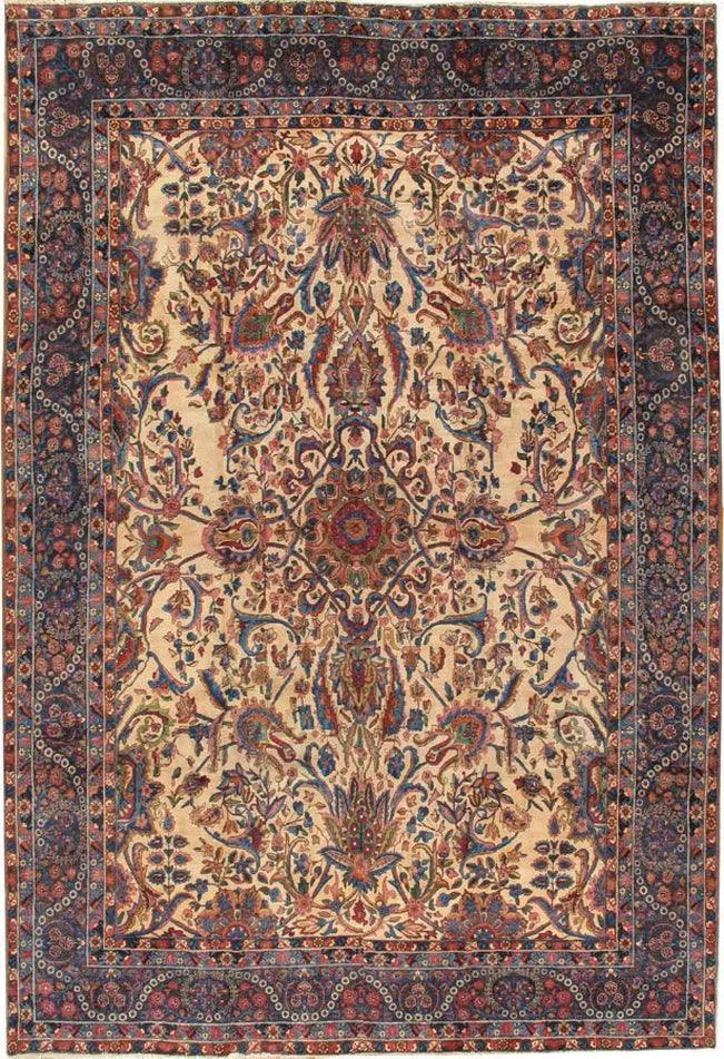 Canvello Yazd Persian Black And Ivory Area Rug -11'7" X 17'1"