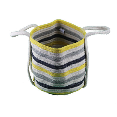 Canvello Canvello Yellow and Blue Striped Nested Basket Set (3pcs) - Canvello