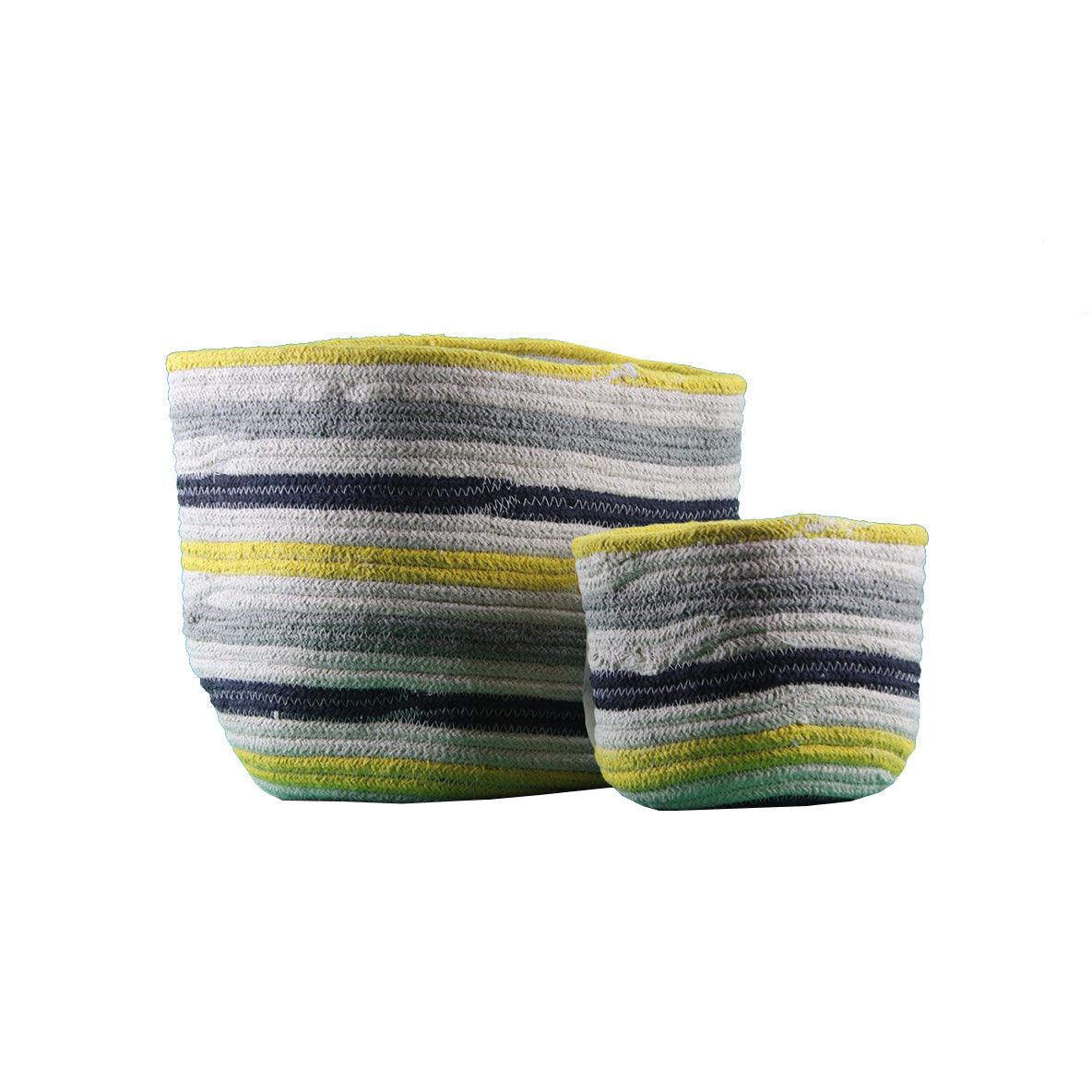 Canvello Canvello Yellow and Blue Striped Nested Basket Set (3pcs) - Canvello