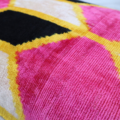 Canvello Yellow Pink Velvet Throw Pillow - 16x24