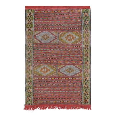 Canvelo 21st Century Vintage Moroccon Sumak Weave Rug - 4'x 6'