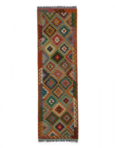Canvello Caucasian Tribal Style Flat Weave Kilim - 3' X 10'