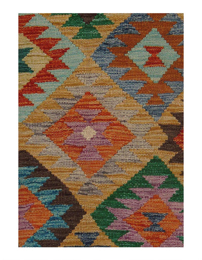 Canvello Caucasian Tribal Style Flat Weave Kilim - 3' X 10'