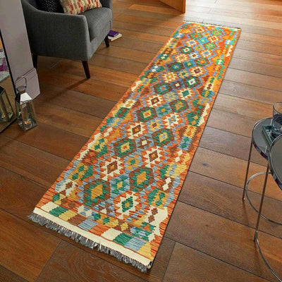 Canvello Caucasian Tribal Style Flat Weave kilim runner - 2'7'' X 9'5'' - Canvello