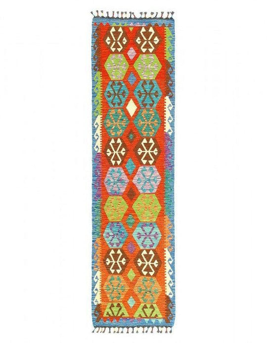 Canvello Caucasian Tribal Style Flat Weave kilim runner 2'7'' X 9'5''