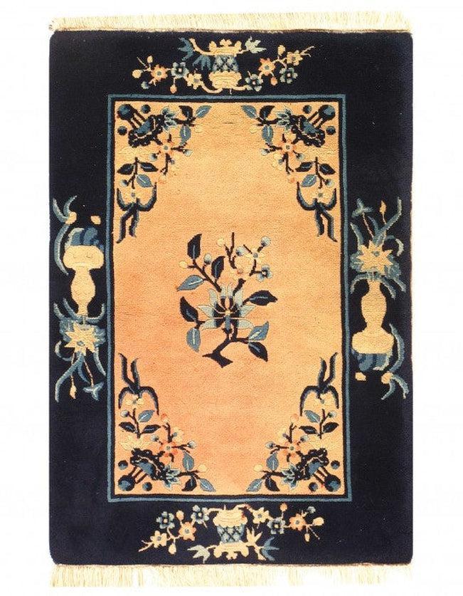 Canvello Chinese Antique Art Deco Hand Knotted Rugs - 2' X 3'5''