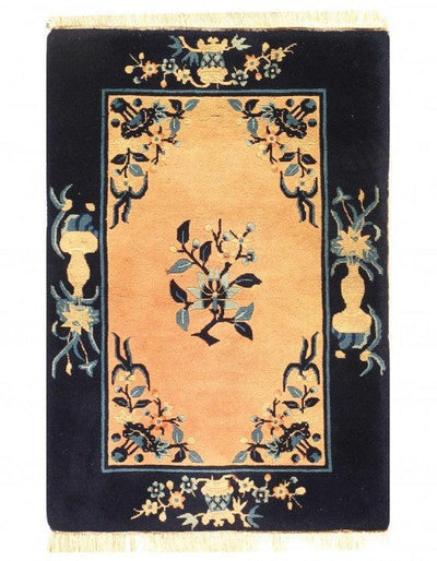 Canvello Chinese Antique Art Deco Hand Knotted Rugs - 2' X 3'5''