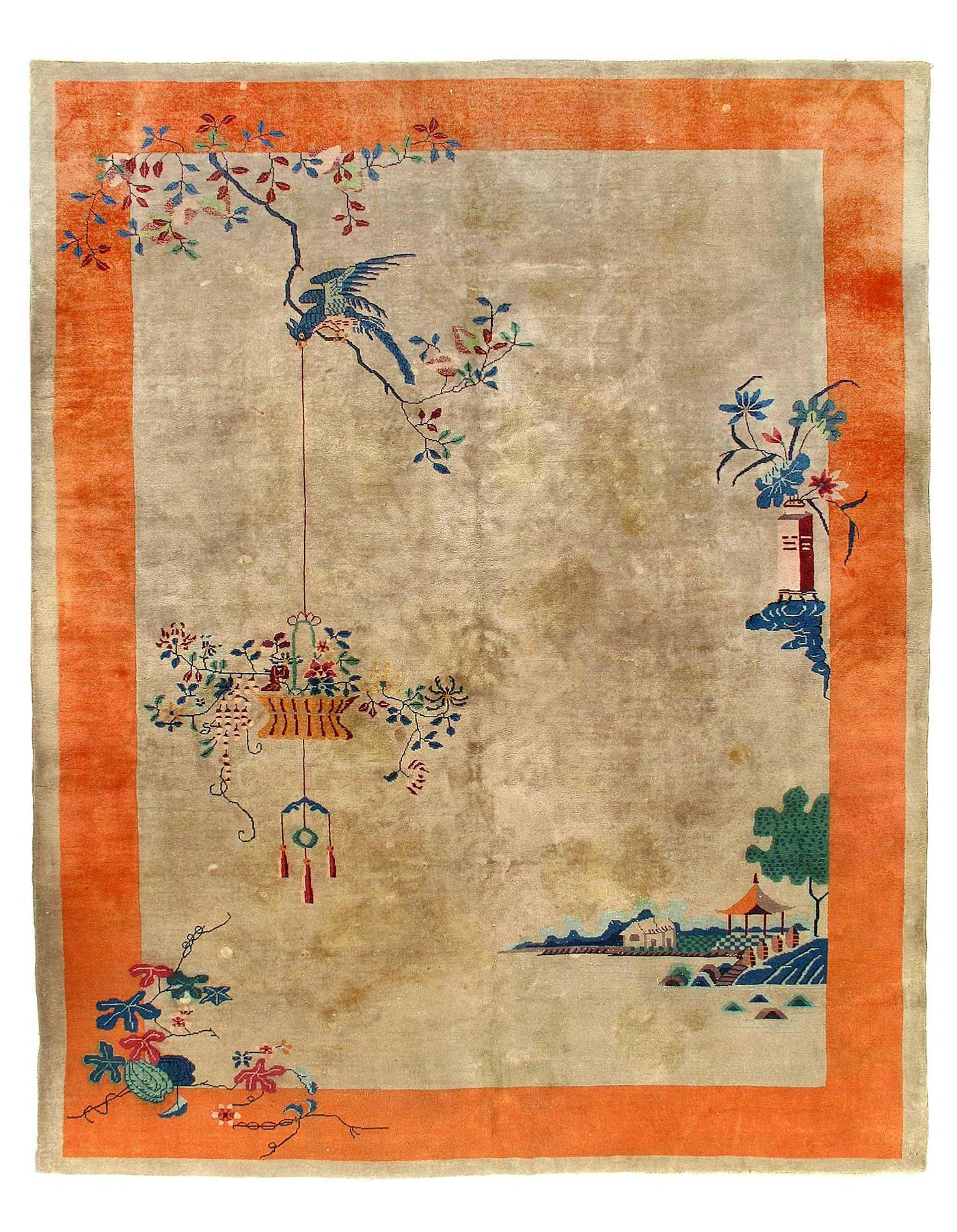 Canvello Chinese Antique Art Deco Rug - 9'X 11'4'' - Canvello