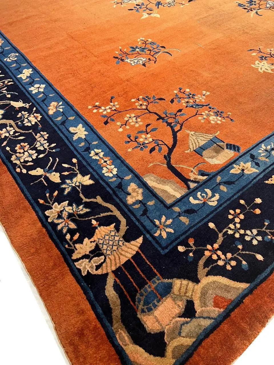 Canvello Chinese Antique Early 20th Century Art Deco Rug - 9'3'' X 11'6''