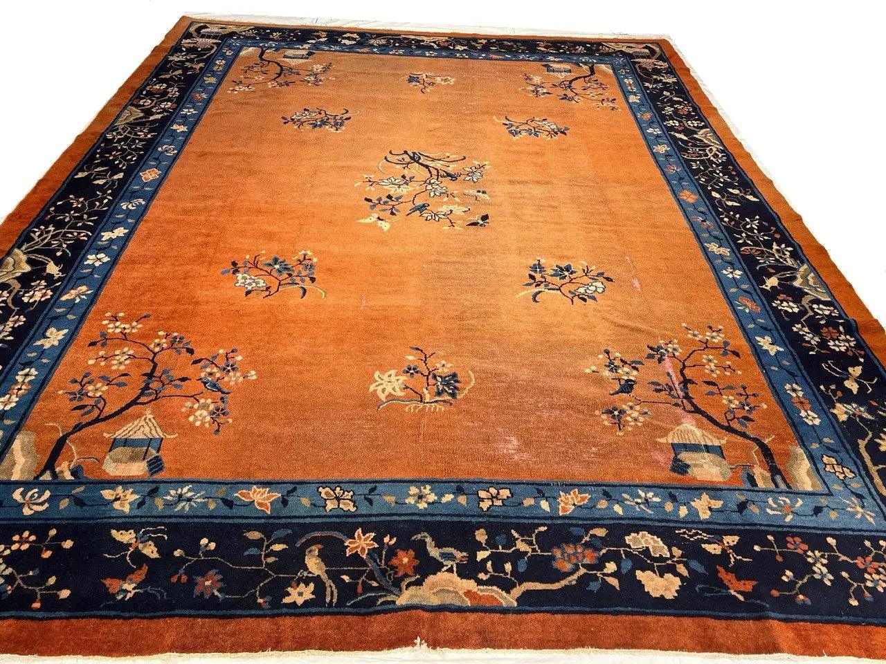 Canvello Chinese Antique Early 20th Century Art Deco Rug - 9'3'' X 11'6'' - Canvello