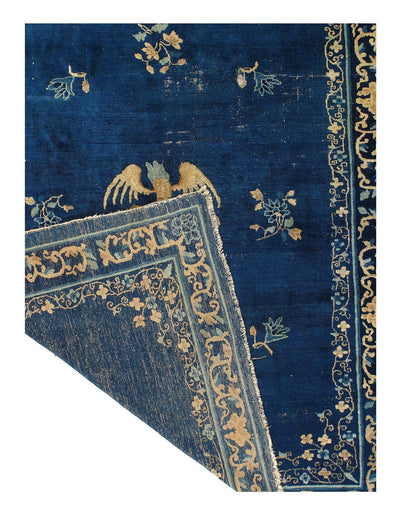 Canvello Chinese Art Deco Antique Navy Blue Rug - 6'2'' X 8'9'' - Canvello