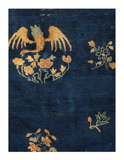 Canvello Chinese Art Deco Antique Navy Blue Rug - 6'2'' X 8'9'' - Canvello