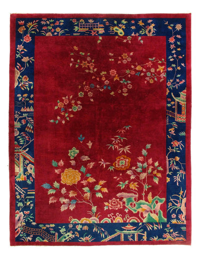 Canvello Chinese Art Deco Antique Red Rugs - 8'9'' X 11'3'' - Canvello