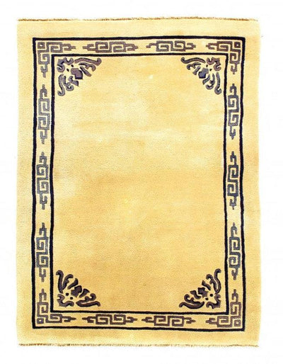 Canvello Chinese Art Deco Ivory Color Antique Rugs - 4' X 5'7'' - Canvello