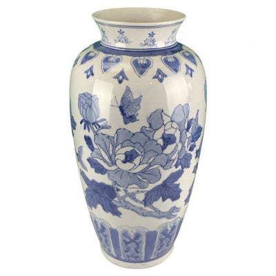 Canvello Chinese Porcelain Vase Blue and White - 14” x 7”