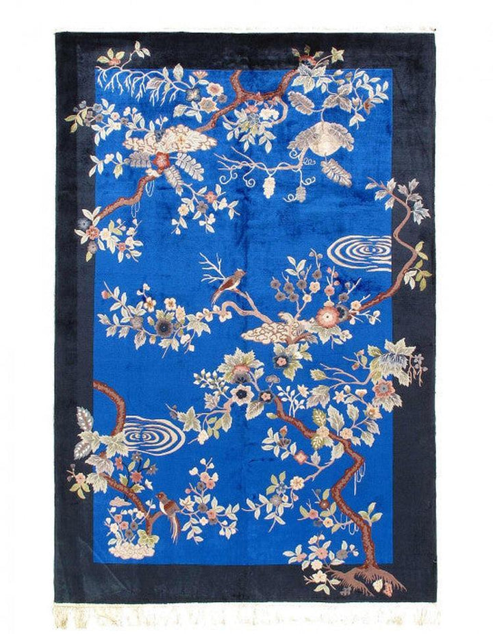 Canvello 中國復古藝術裝飾淺藍色地毯 - 5'6'' X 8'6''