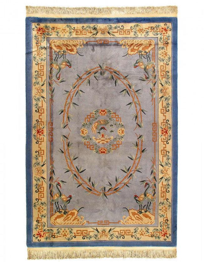 Canvello Chinese Vintage Peking Antique Gray Rugs - 6' X 9'2''
