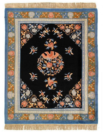 Canvello Chinese Vintage Peking Black And Cream Rug - 6'7'' X 8'2'' - Canvello