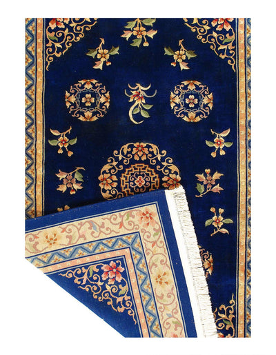 Canvello Chinese Vintage Peking Navy Blue Rug - 6' X 9'1''