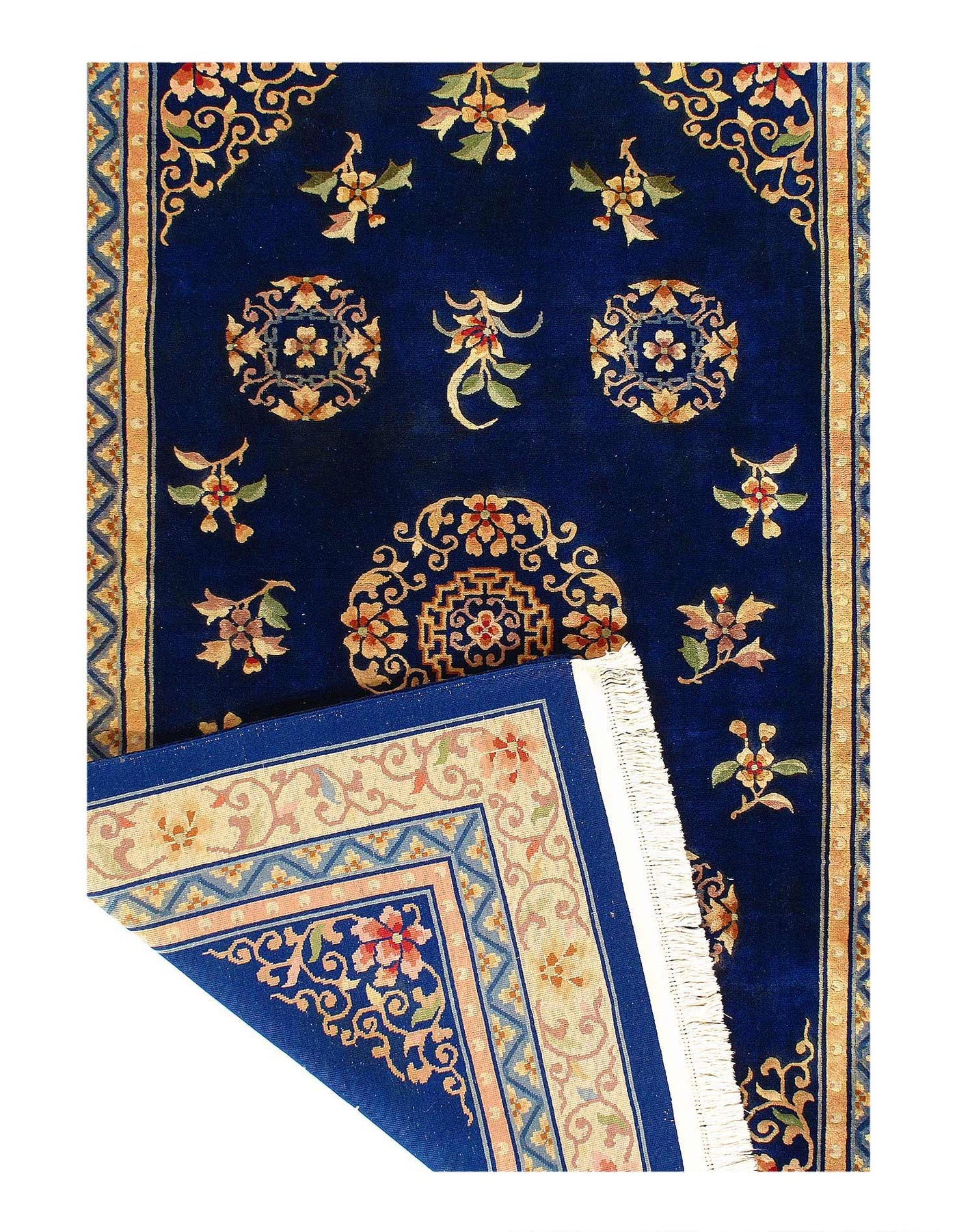 Canvello Chinese Vintage Peking Navy Blue Rug - 6' X 9'1'' - Canvello