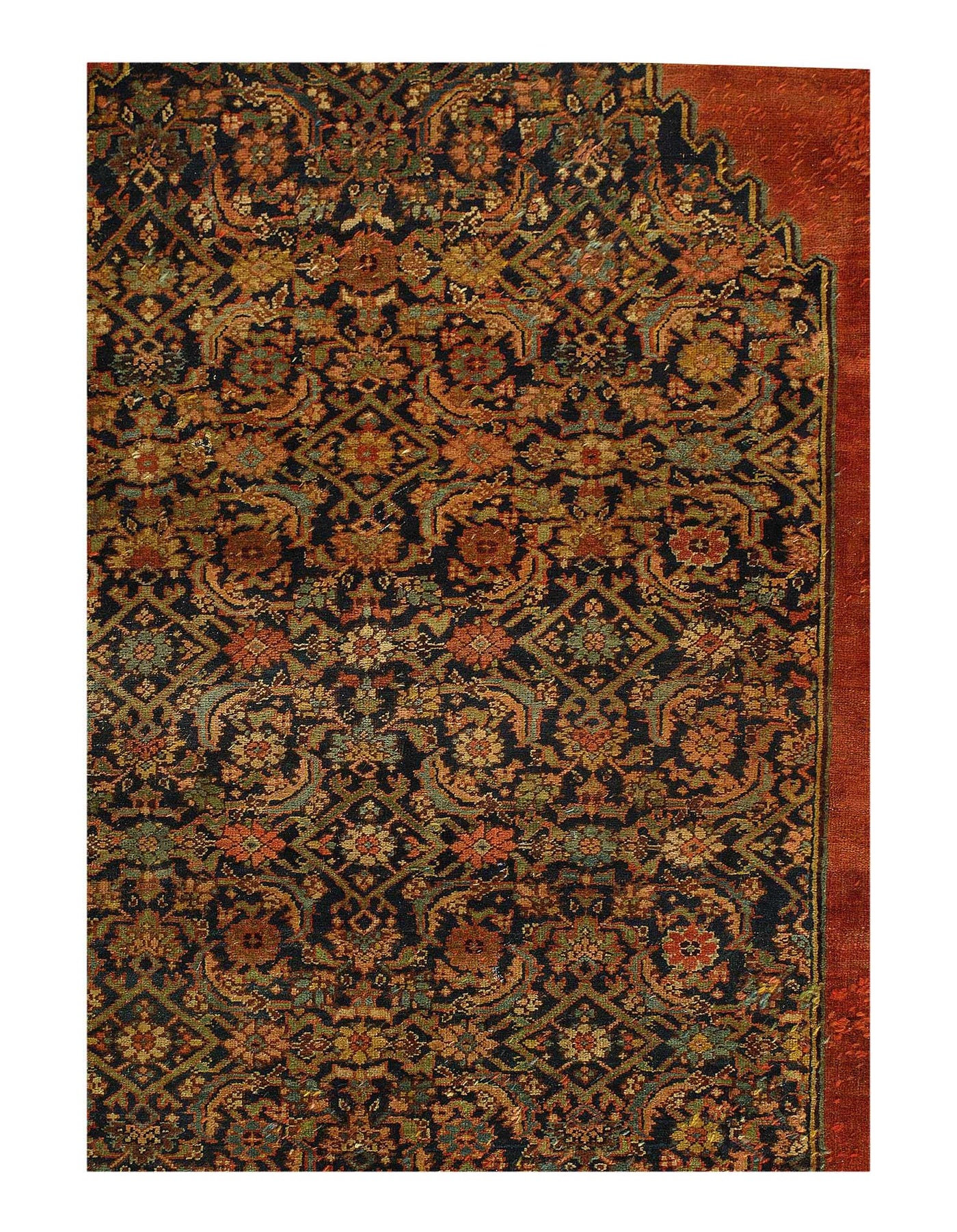 Canvello Circa 1870 Handmade Rust Persian Antique Bidjar Rug - 7'9" X 11'6