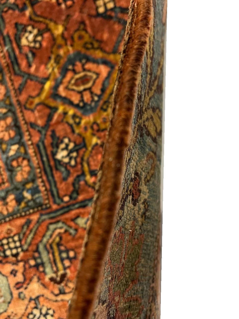 Canvello Circa 1870 Handmade Rust Persian Antique Bidjar Rug - 7'9" X 11'6