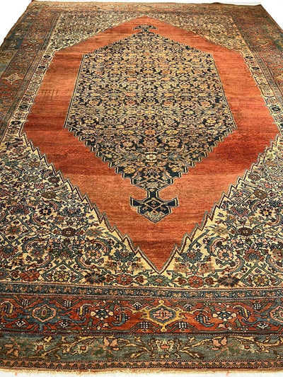 Canvello Circa 1870 Handmade Rust Silkroad Antique Bidjar Rug - 7'9" X 11'6 - Canvello