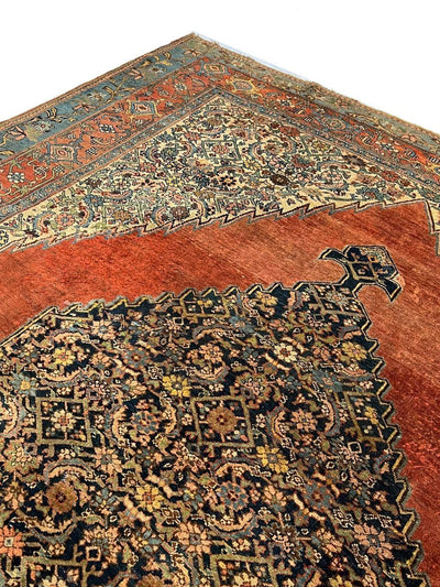 Canvello Circa 1870 Handmade Rust Silkroad Antique Bidjar Rug - 7'9" X 11'6 - Canvello