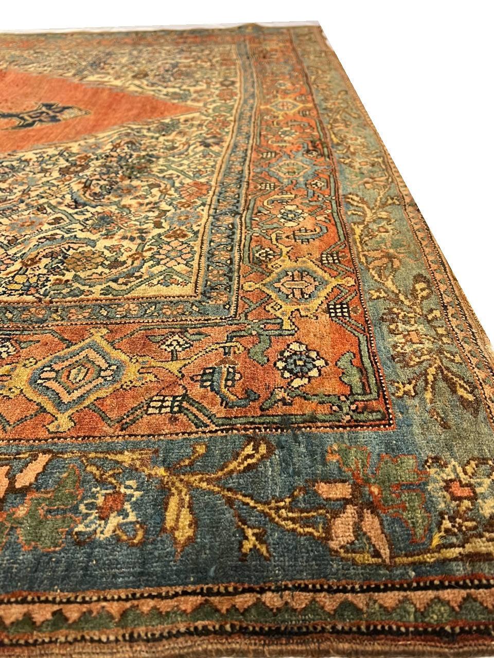 Canvello Circa 1870 Handmade Rust Silkroad Antique Bidjar Rug - 7'9" X 11'6 - Canvello