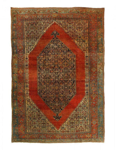 Canvello Circa 1870 Handmade Rust Silkroad Antique Bidjar Rug - 7'9" X 11'6 - Canvello